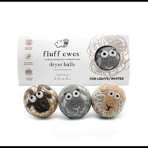Fluff Ewes Natural Wool Dryer Balls 3 pack for Lights & Whites